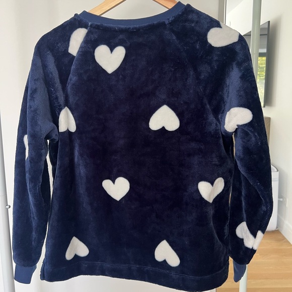 LOFT Navy Velvet Heart Top - Picture 2 of 4